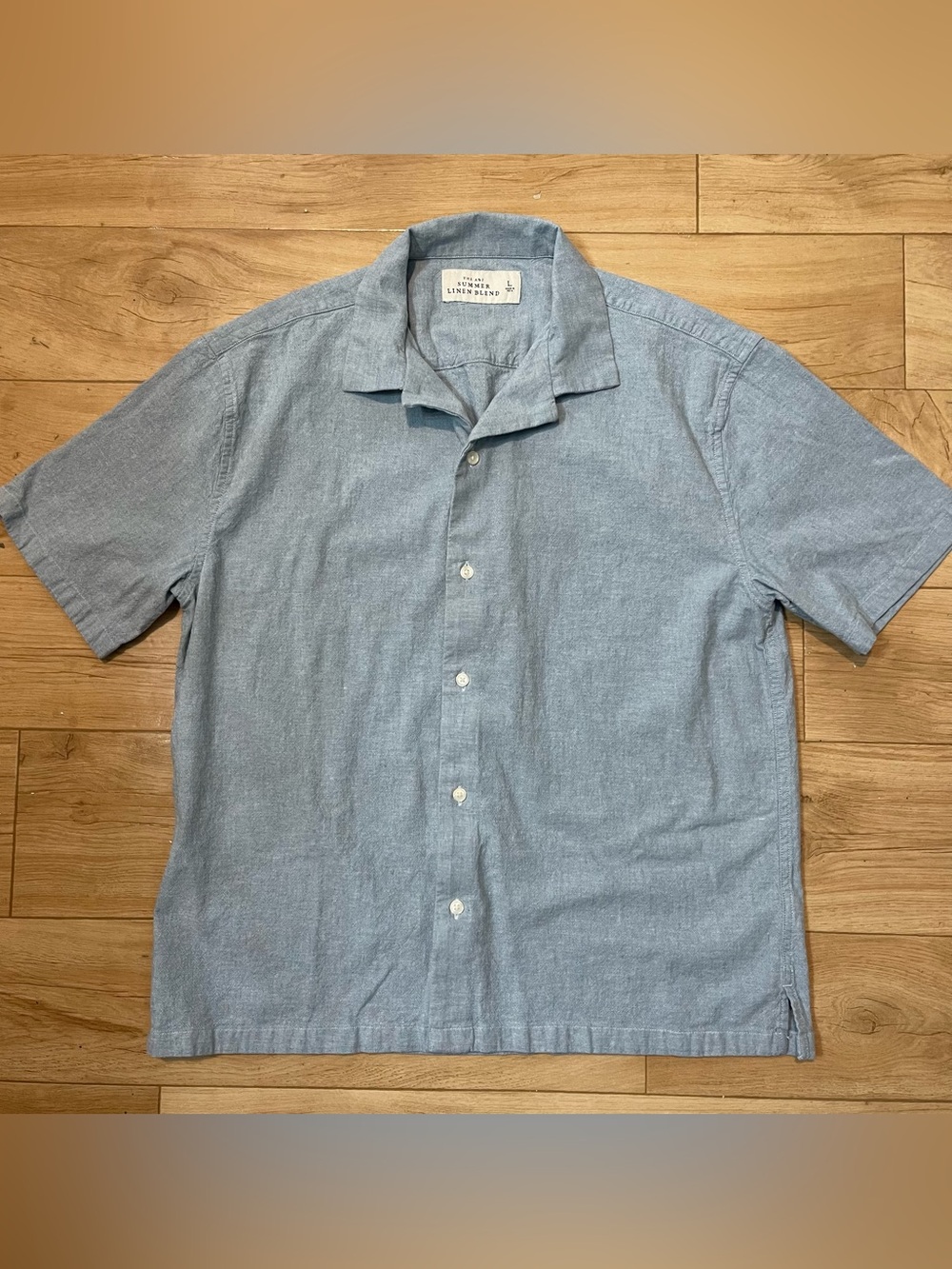 Abercrombie & Fitch Men’s L Summer Linen Blend Teal Short Sleeve Button-Up Shirt